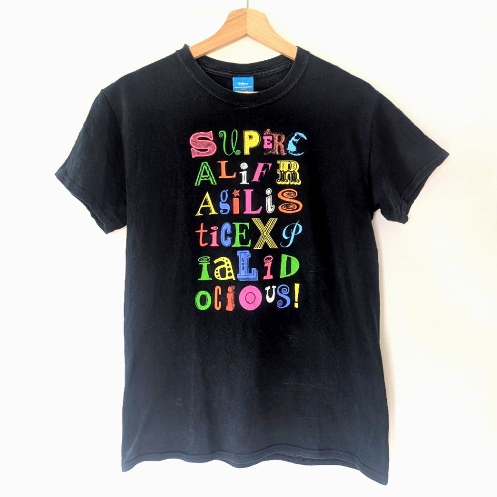 Disney's Mary Poppins Supercalifragilisticexpialidocious Black T-Shirt (S)